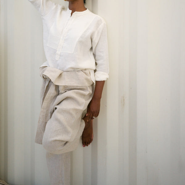 Undyed Linen Spa Pants in Beige - Mojave Desert Skin Shield 