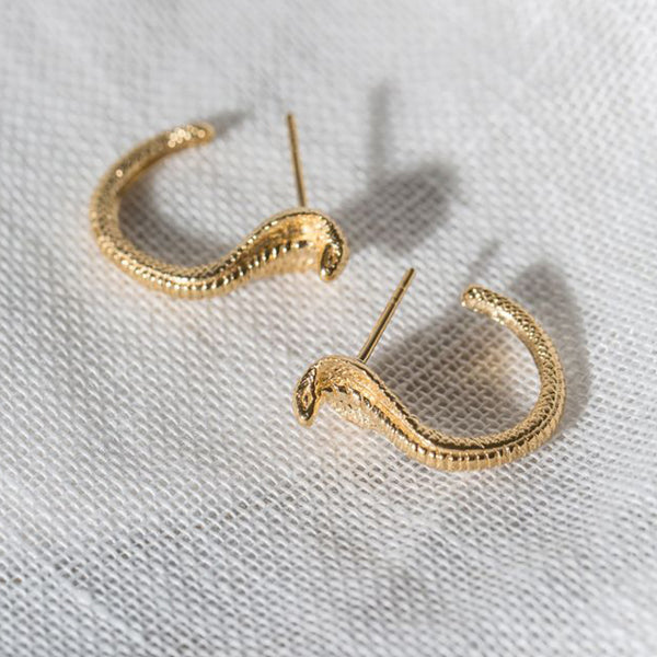 22K Gold Plated Cobra Hoop Earrings (By Zoe & Morgan) - Mojave Desert Skin Shield