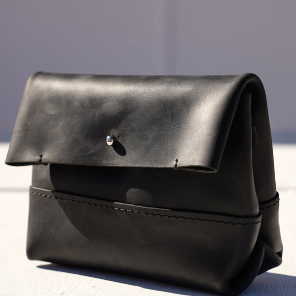 Makeup Pouch in Black Eco Leather - Mojave Desert Skin Shield