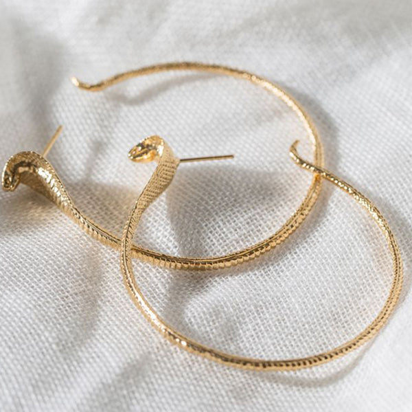 22K Gold Plated Snake Hoop Earrings (By Zoe & Morgan) - Mojave Desert Skin Shield