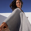 Alpaca Poncho in Herringbone with Leather & Dark Nickel Buckle - Mojave Desert Skin Shield 
