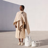 Alpaca Poncho in Undyed Natural with Leather & Dark Nickel Buckle - Mojave Desert Skin Shield 