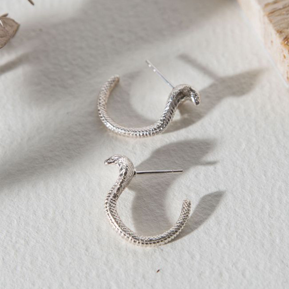 Sterling Silver Cobra Hoop Earrings (By Zoe & Morgan) - Mojave Desert Skin Shield 