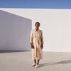 Chiara Dress in Tan Plaid, Linen - Mojave Desert Skin Shield 