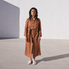 Chiara Dress in Rust Flower, Linen - Mojave Desert Skin Shield 