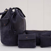 Large Desert Totem Bucket Handbag In Navy Eco Leather - Mojave Desert Skin Shield 