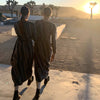 Day Round Ritual Wrap Dress in Navy Stripe - Mojave Desert Skin Shield 