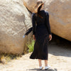 Day Round Ritual Wrap Dress in Black Plaid - Mojave Desert Skin Shield 