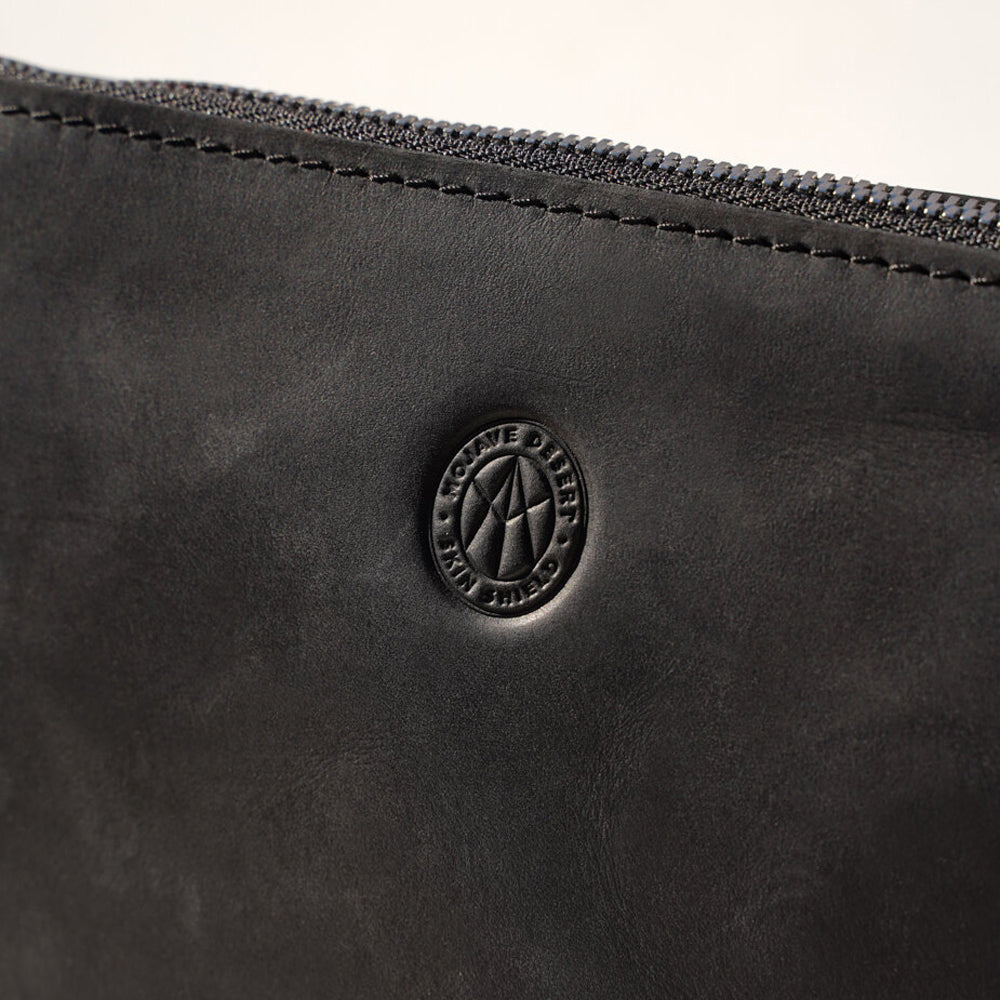 Small Zipper Pouch in Black Eco Leather - Mojave Desert Skin Shield 