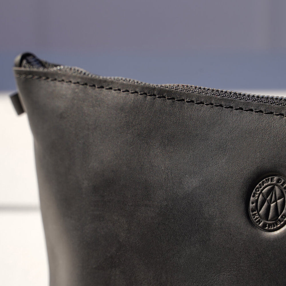 Small Zipper Pouch in Black Eco Leather - Mojave Desert Skin Shield 